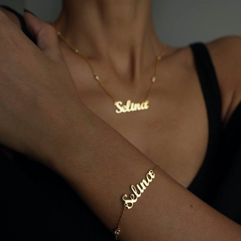 DOUBLE ZIRKONIA NAMENS HALSKETTE | 925 SILBER