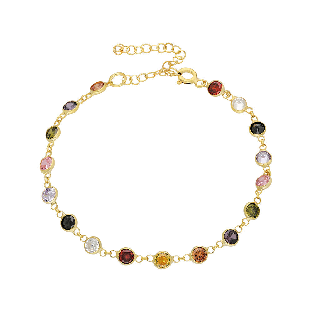 COLORFULL ZIRKONIA STEIN ARMKETTE | 925 SILBER