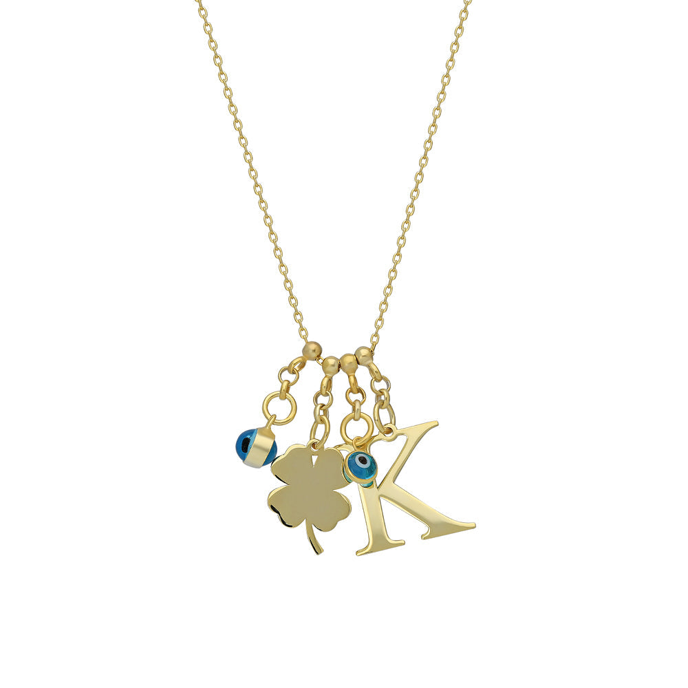 CHARM BUCHSTABEN HALSKETTE MIT NAZAR | 925 SILBER