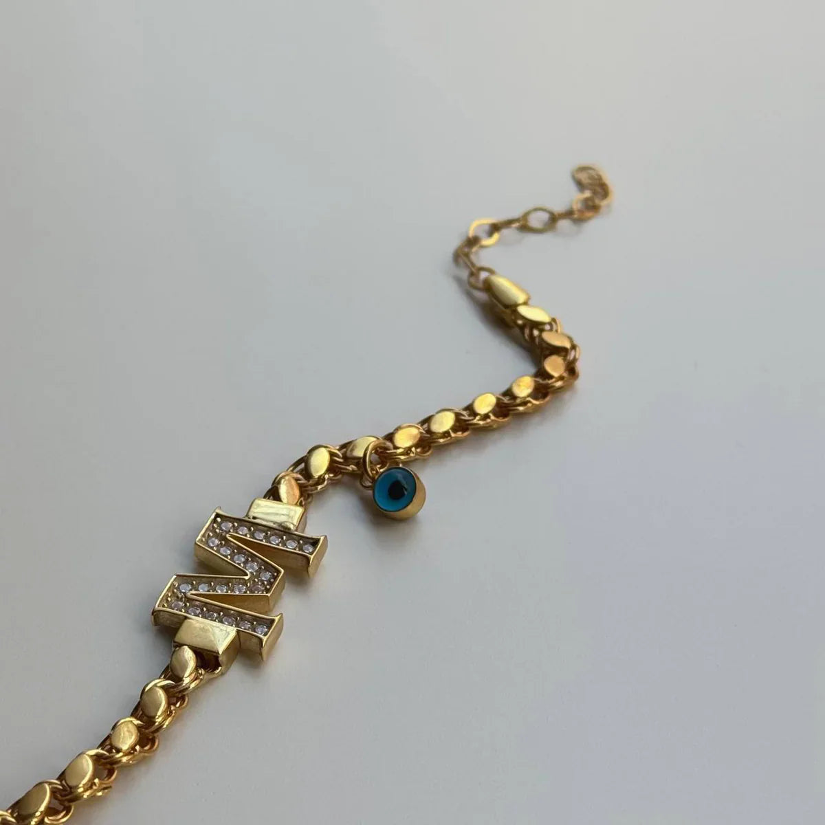 GERSTEN LETTER ARMKETTE MIT NAZAR | 925 SILBER