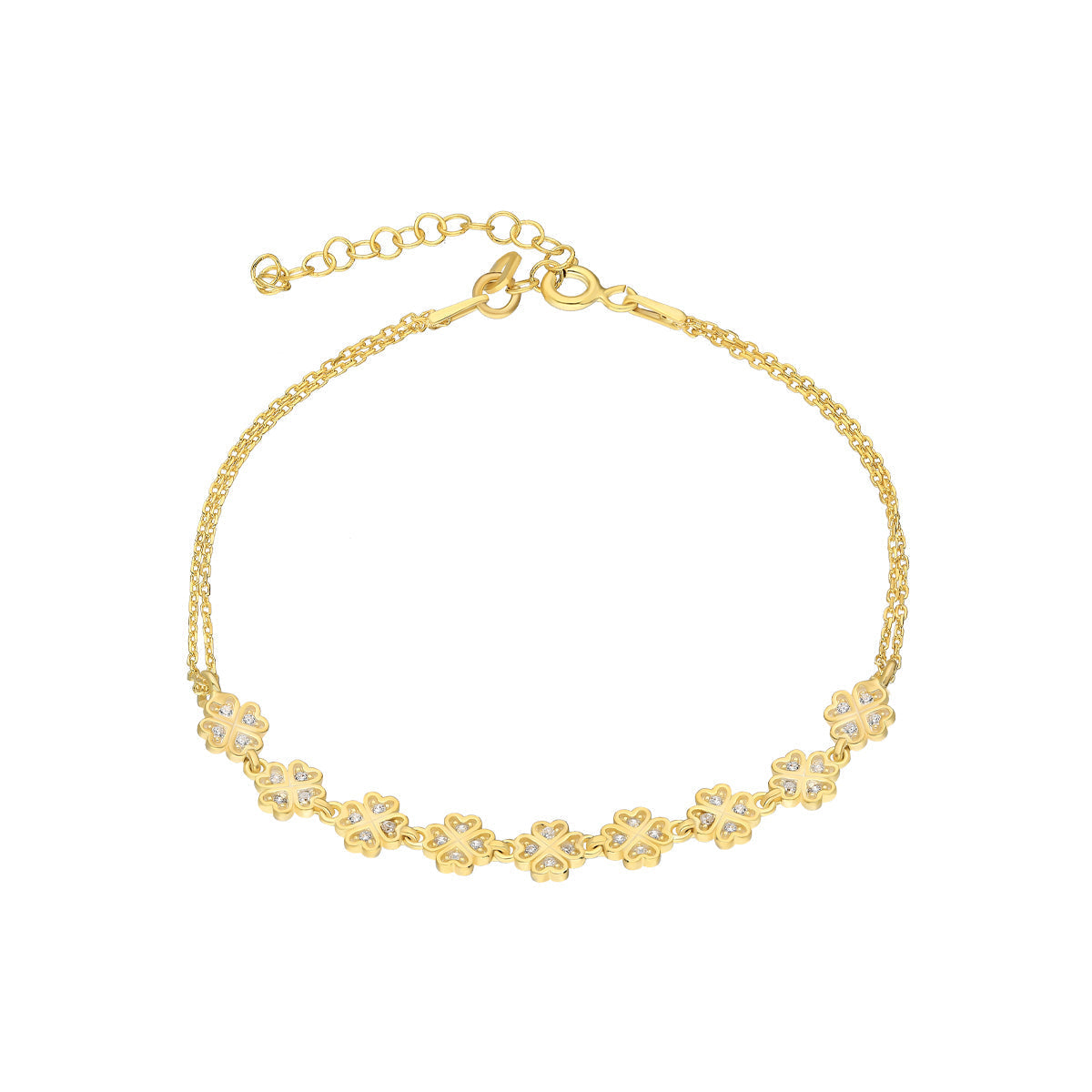 Kleeblatt Armkette mit Zirkonia (7153009754157)