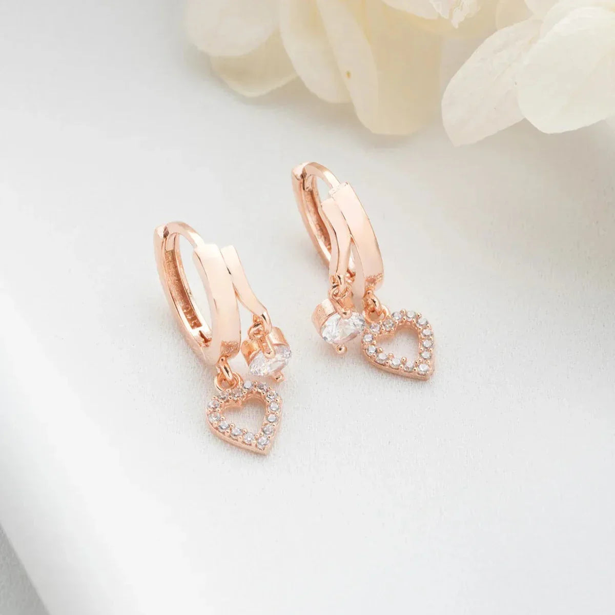 MINI HERZ & ZIRKONIA OHRRING| 925 SILBER