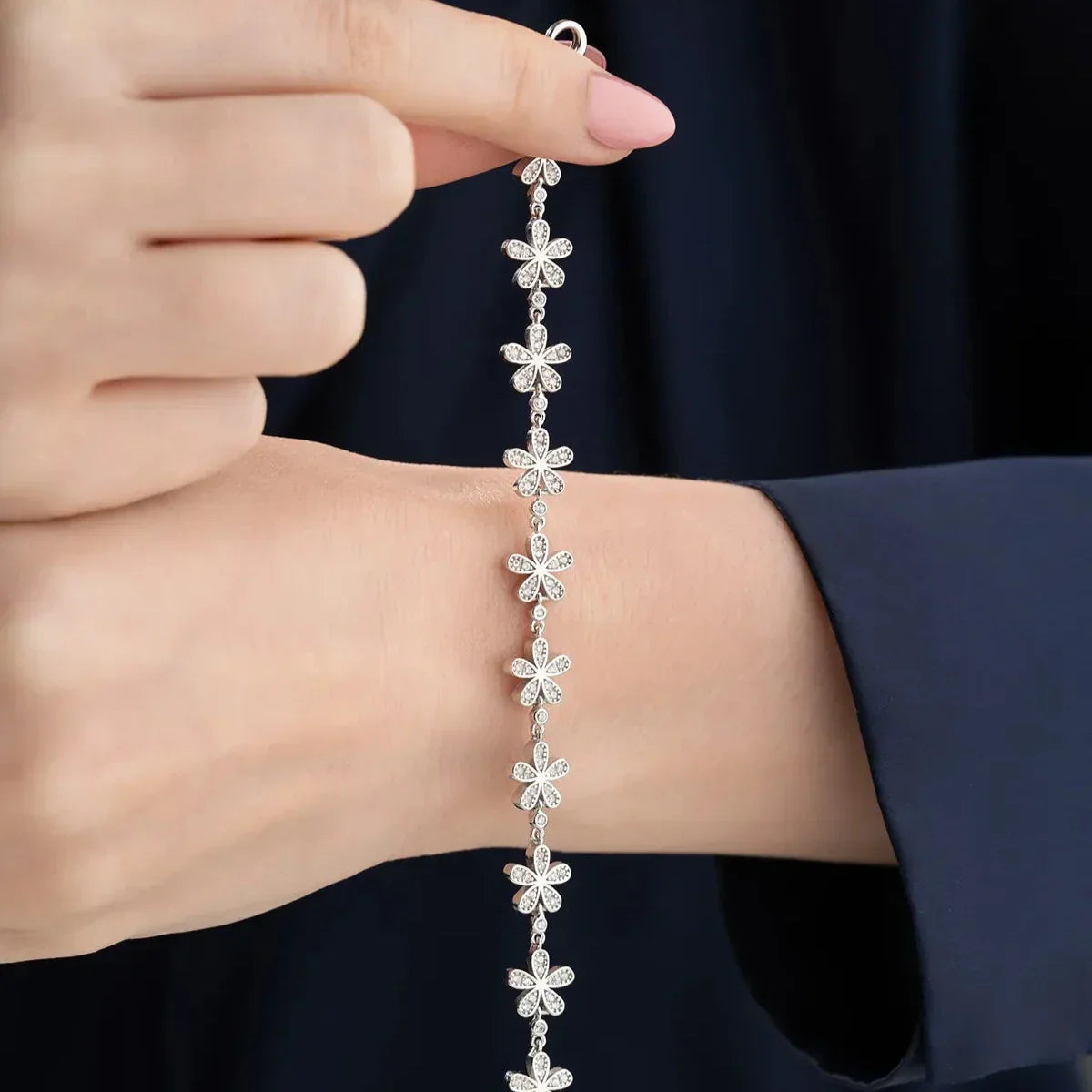 ZIRKONSTEIN BLUME ARMBAND | 925 SILBER