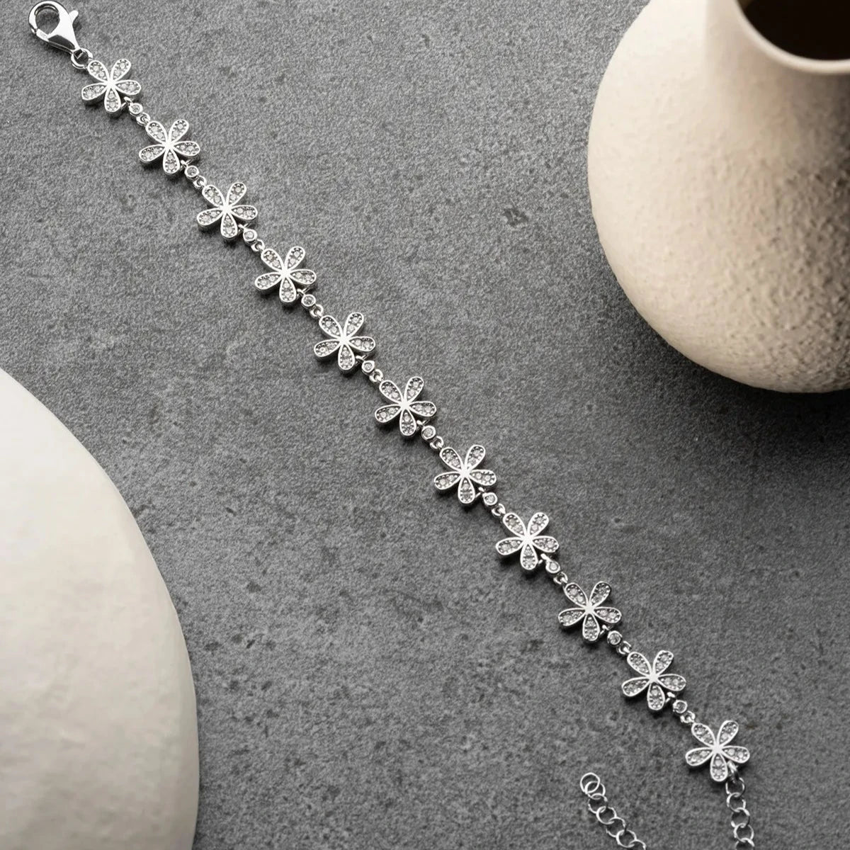 ZIRKONSTEIN BLUME ARMBAND | 925 SILBER