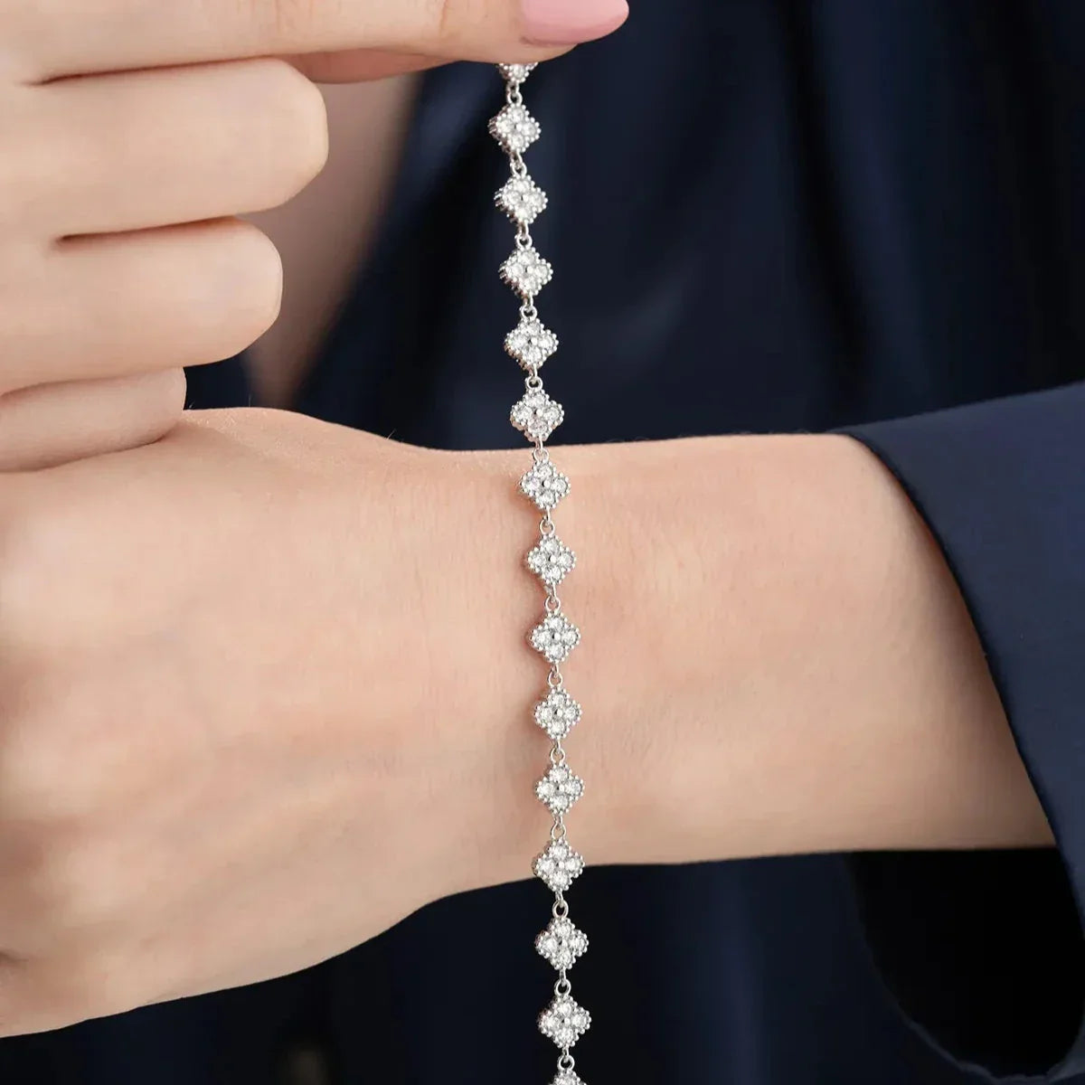 ZIRKON STEIN KLEE ARMBAND | 925 SILBER