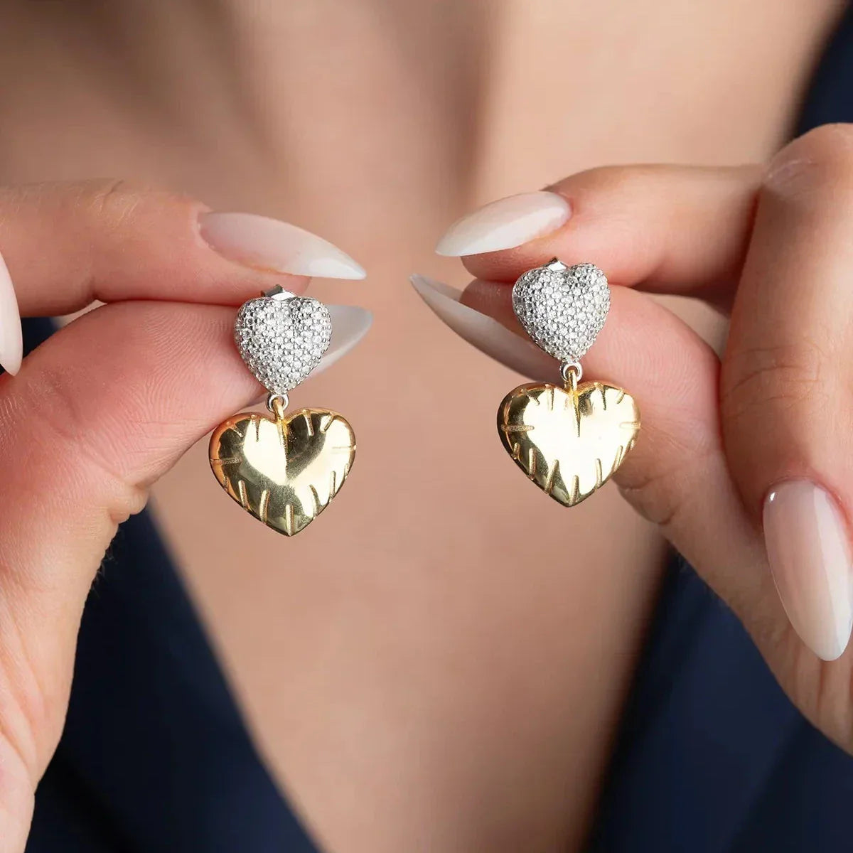 DOPPELTE HERZ-OHRRINGE | 925 SILBER