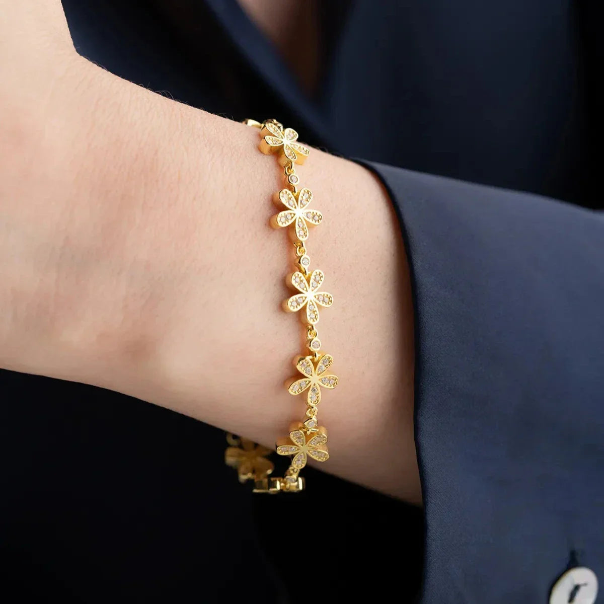 ZIRKONSTEIN BLUME ARMBAND | 925 SILBER