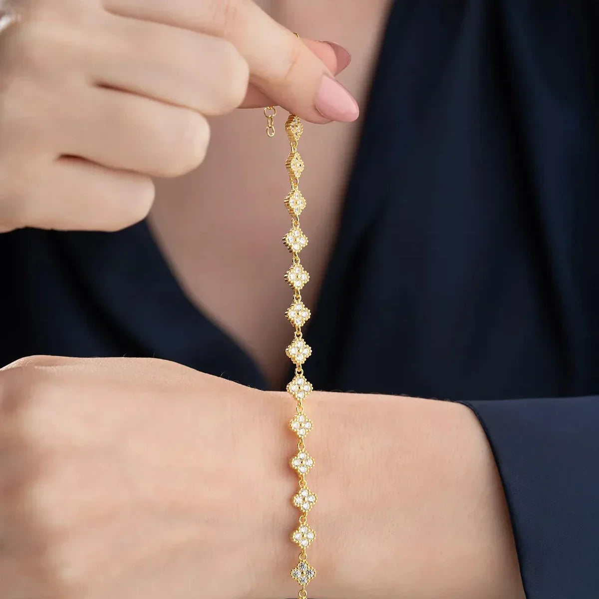 ZIRKON STEIN KLEE ARMBAND | 925 SILBER