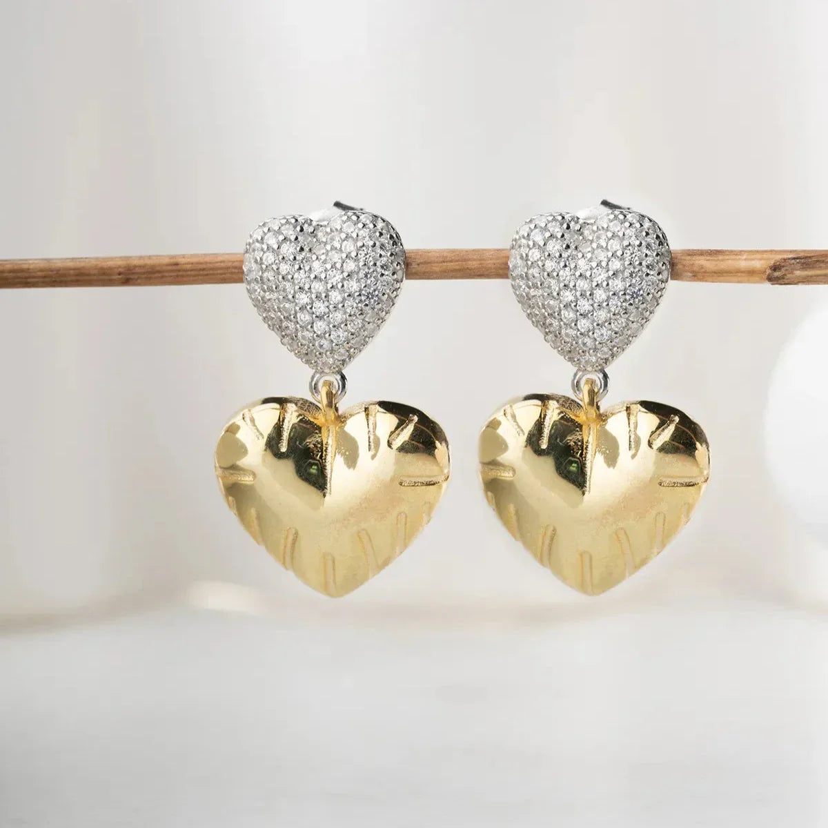 DOPPELTE HERZ-OHRRINGE | 925 SILBER