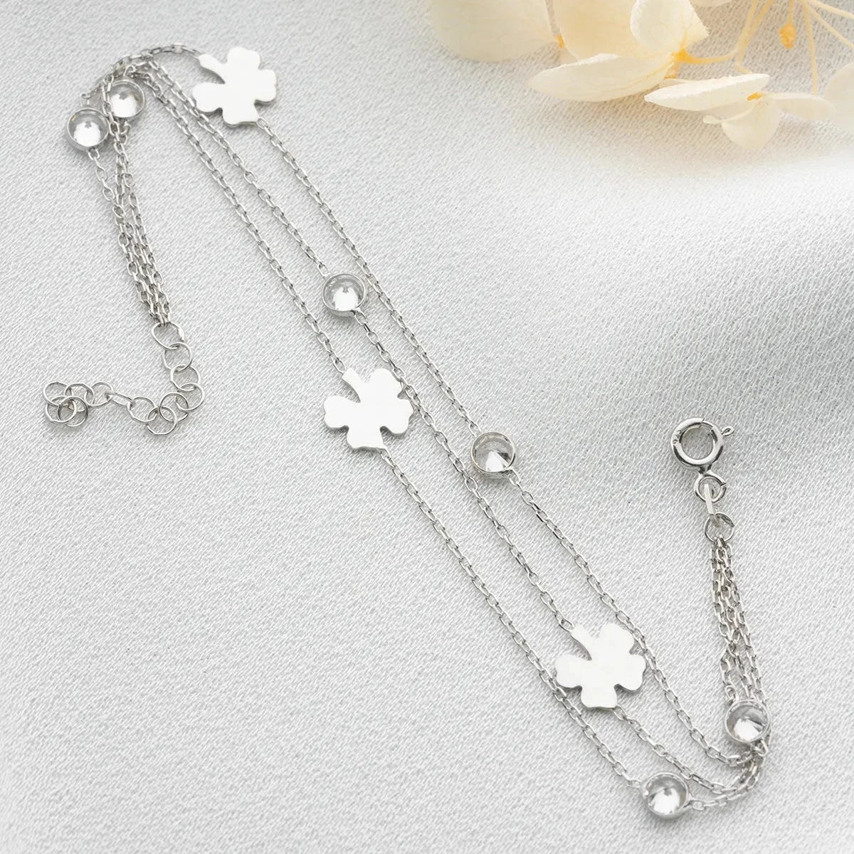 3 REIHEN KLEE STEIN ARMBAND | 925 SILBER