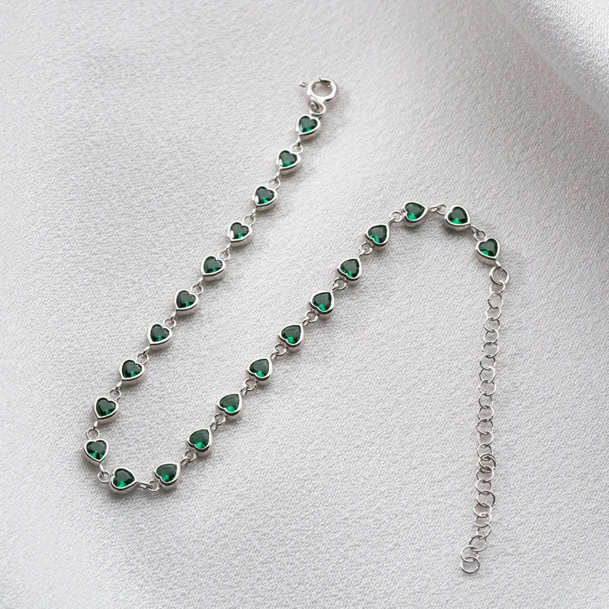 MINI HERZ SMARAGD ARMBAND | 925 SILBER