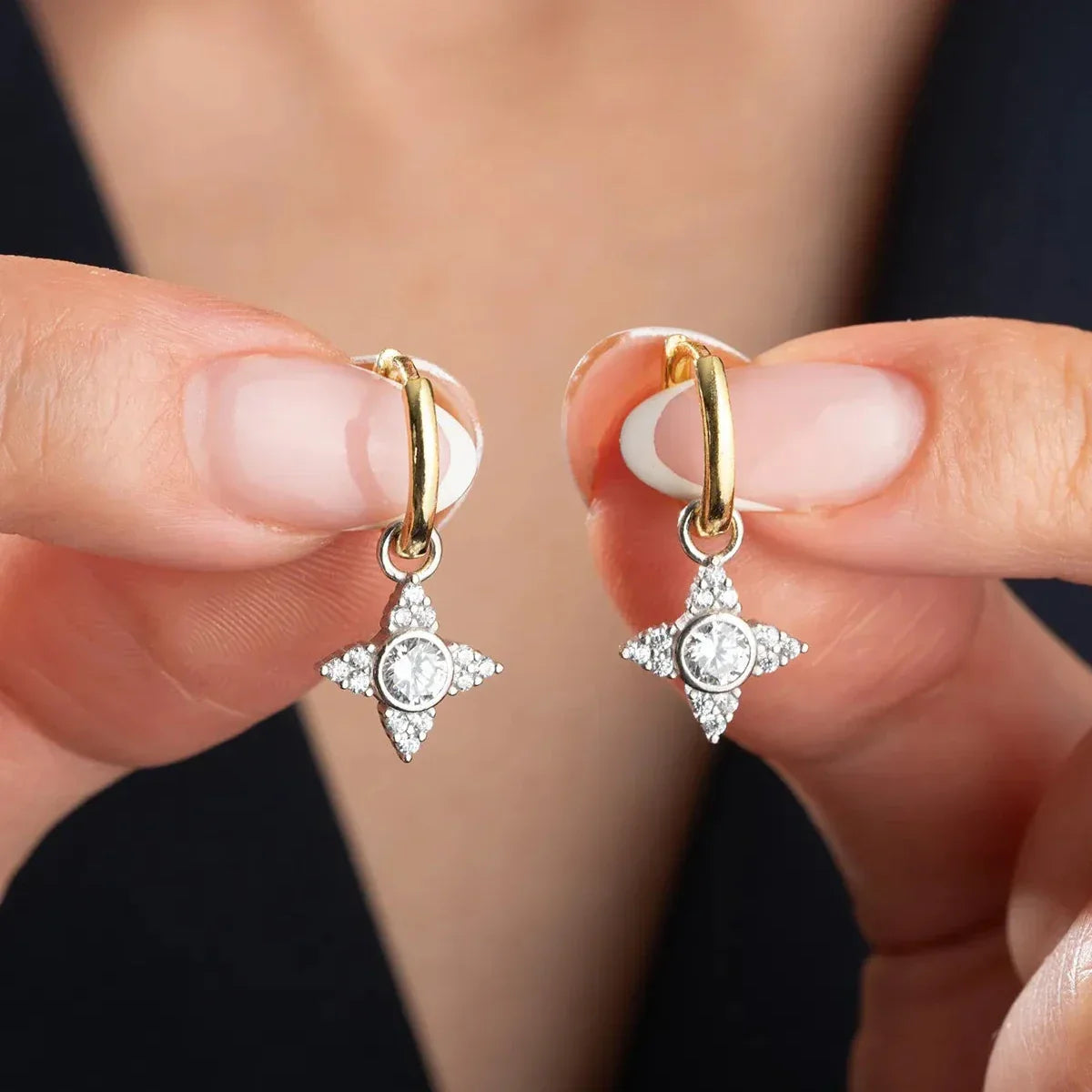 ZIRKON STEIN STERN OHRRINGE | 925 SILBER