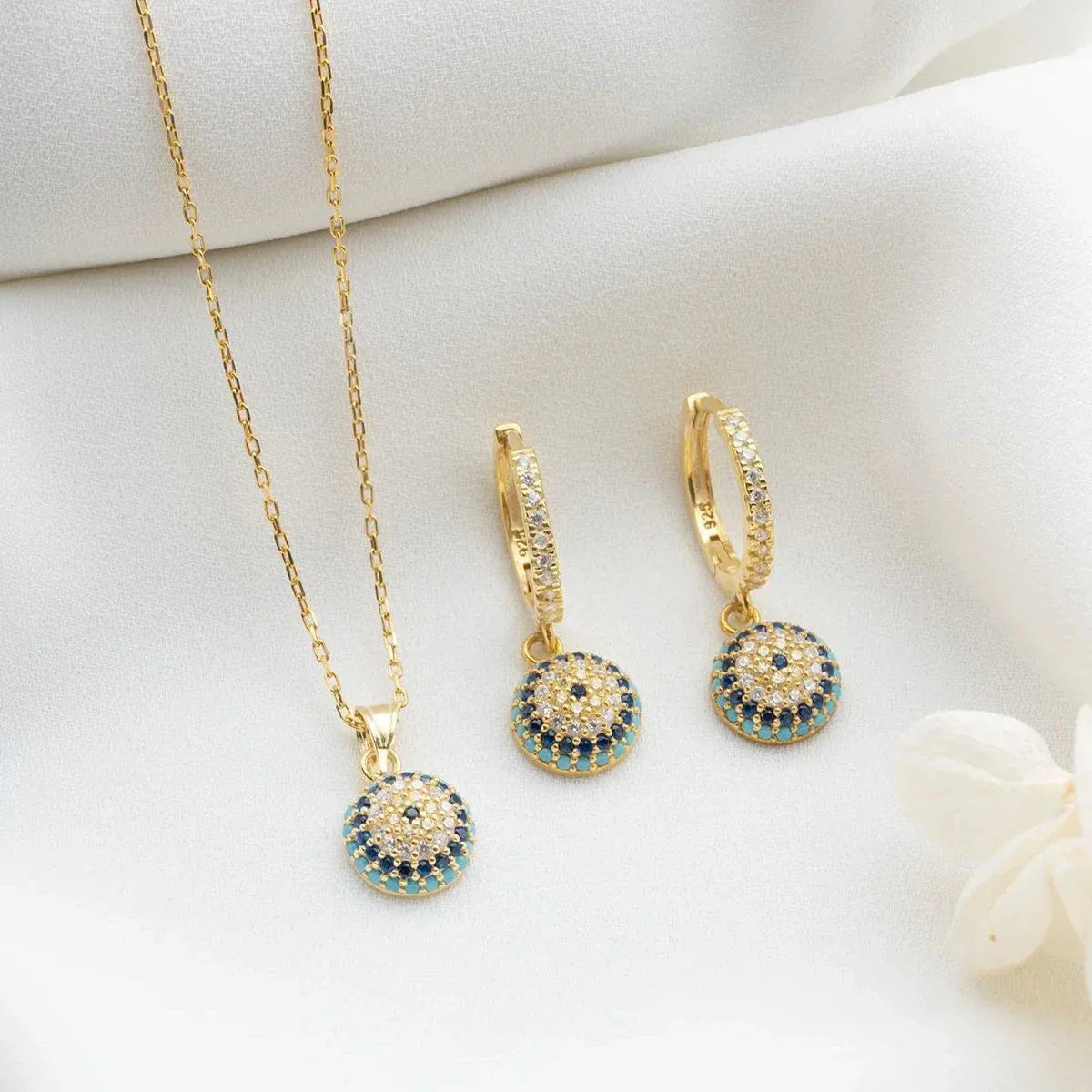 EVIL EYE HALSKETTE OHRRING SET | 925 SILBER
