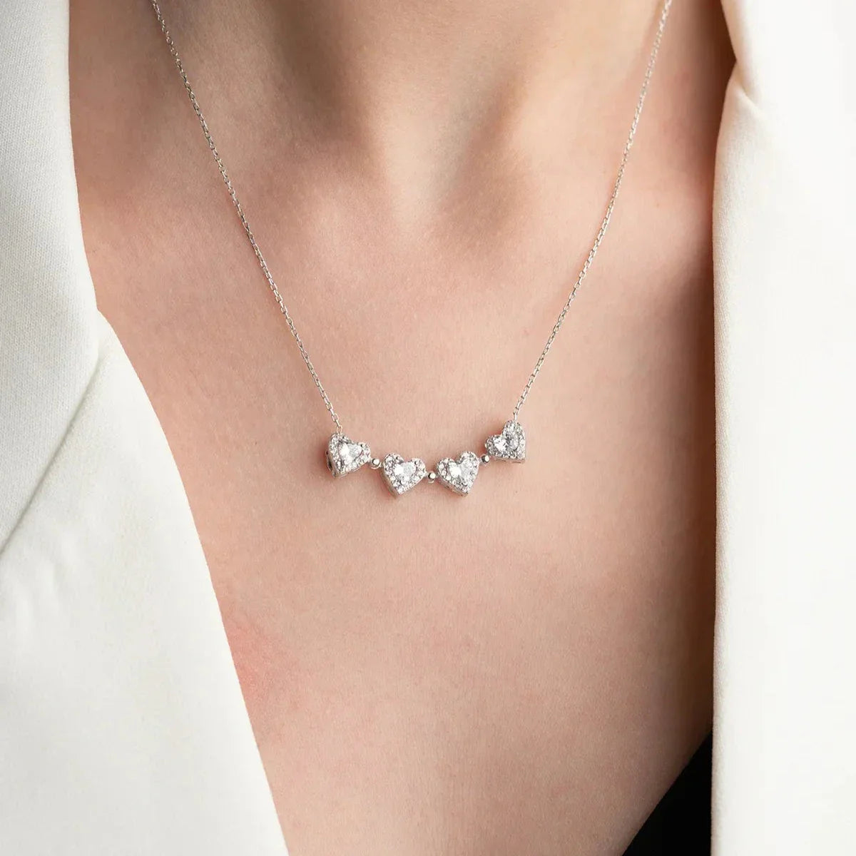 WEISSE STEINKETTE MIT MAGNET | 925 SILBER