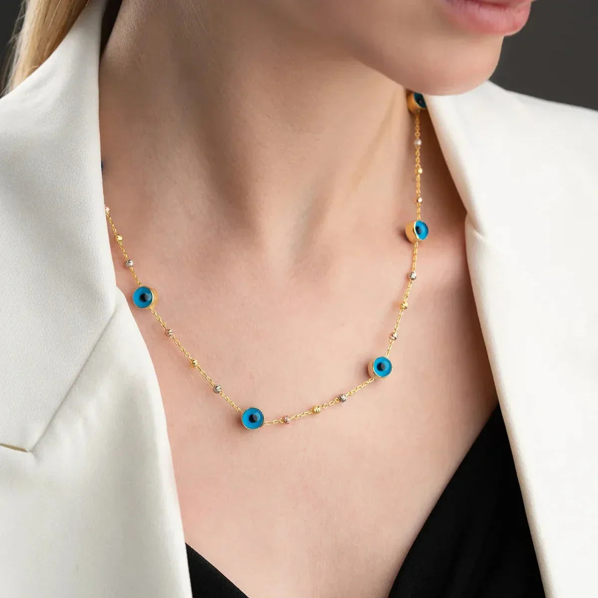 BULLET DORIKA EVIL EYE HALSKETTE | 925 SILBER