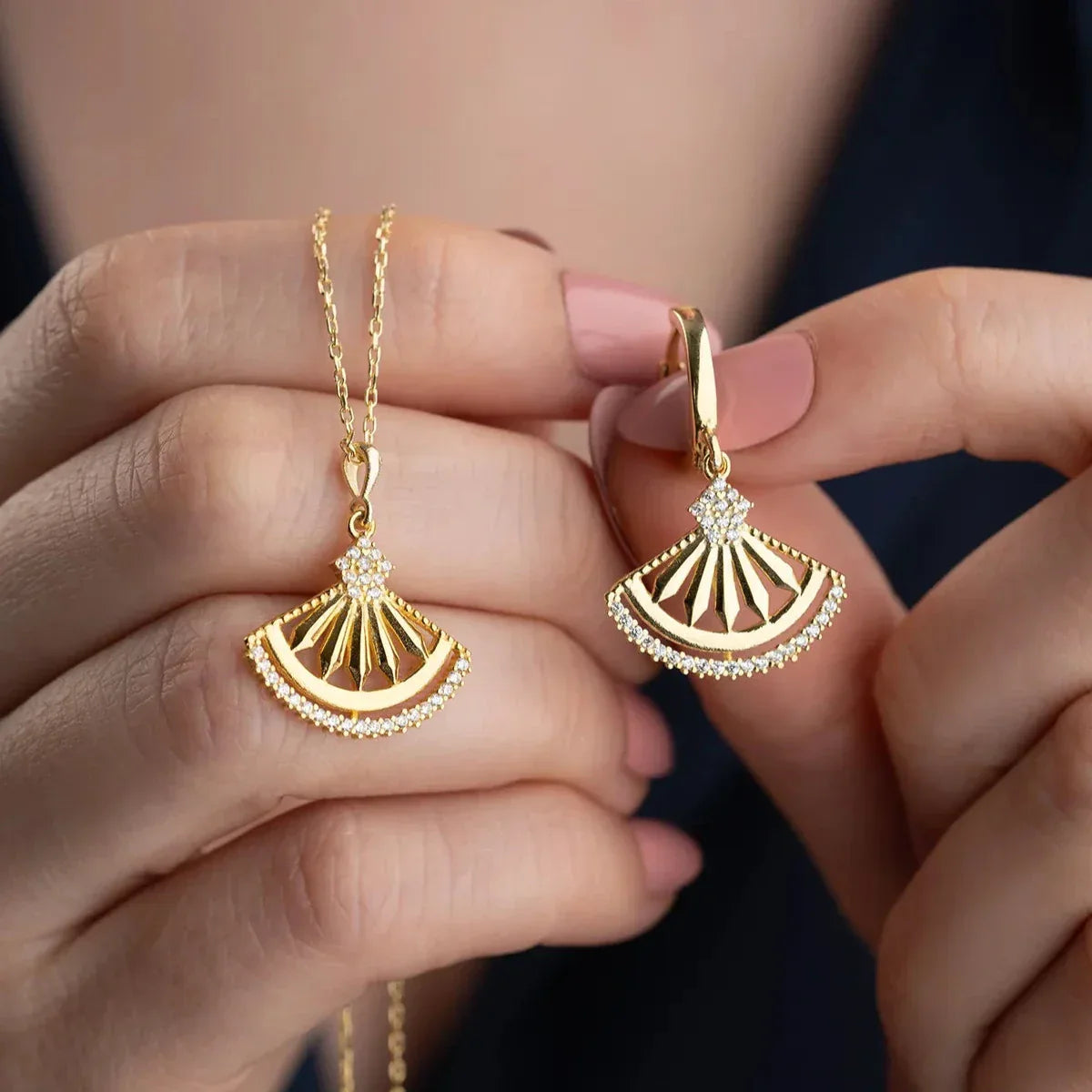 FAN HALSKETTE OHRRING SET | 925 SILBER