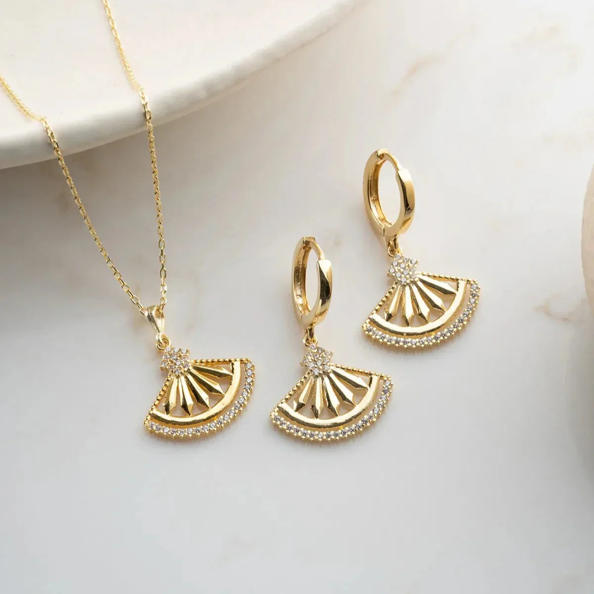FAN HALSKETTE OHRRING SET | 925 SILBER