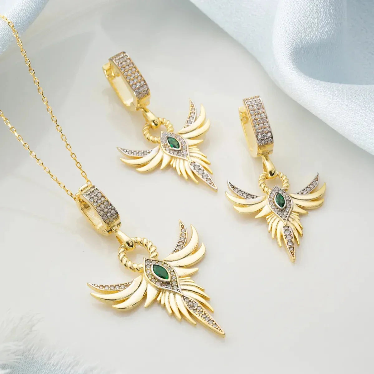 ZÜMRÜDÜANKA HALSKETTE OHRRING SET | 925 SILBER