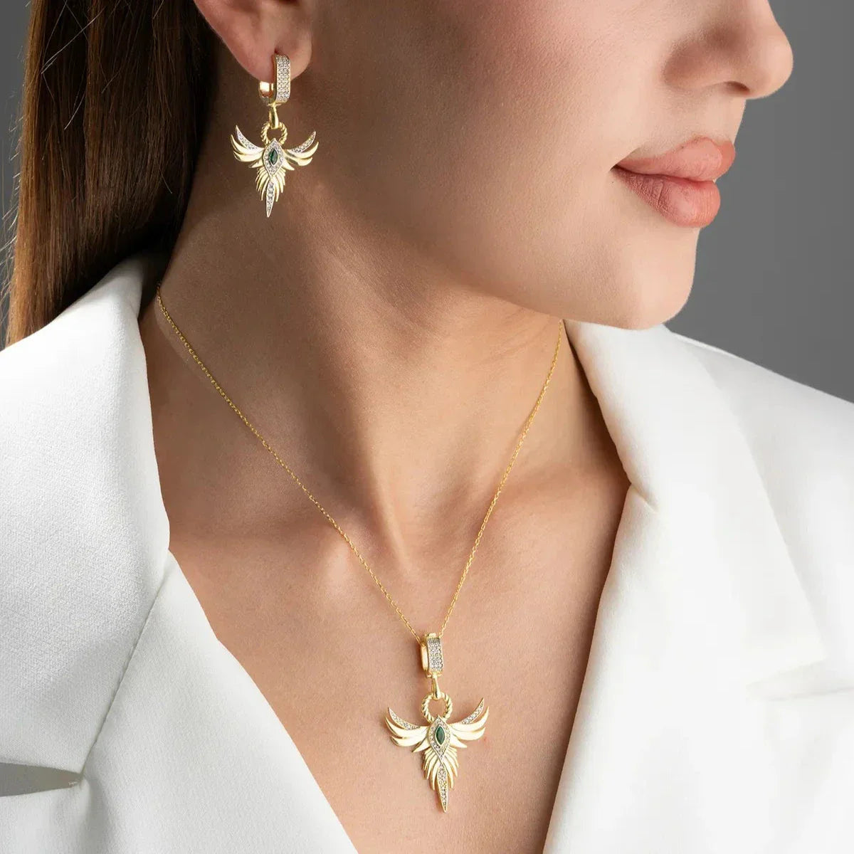 ZÜMRÜDÜANKA HALSKETTE OHRRING SET | 925 SILBER