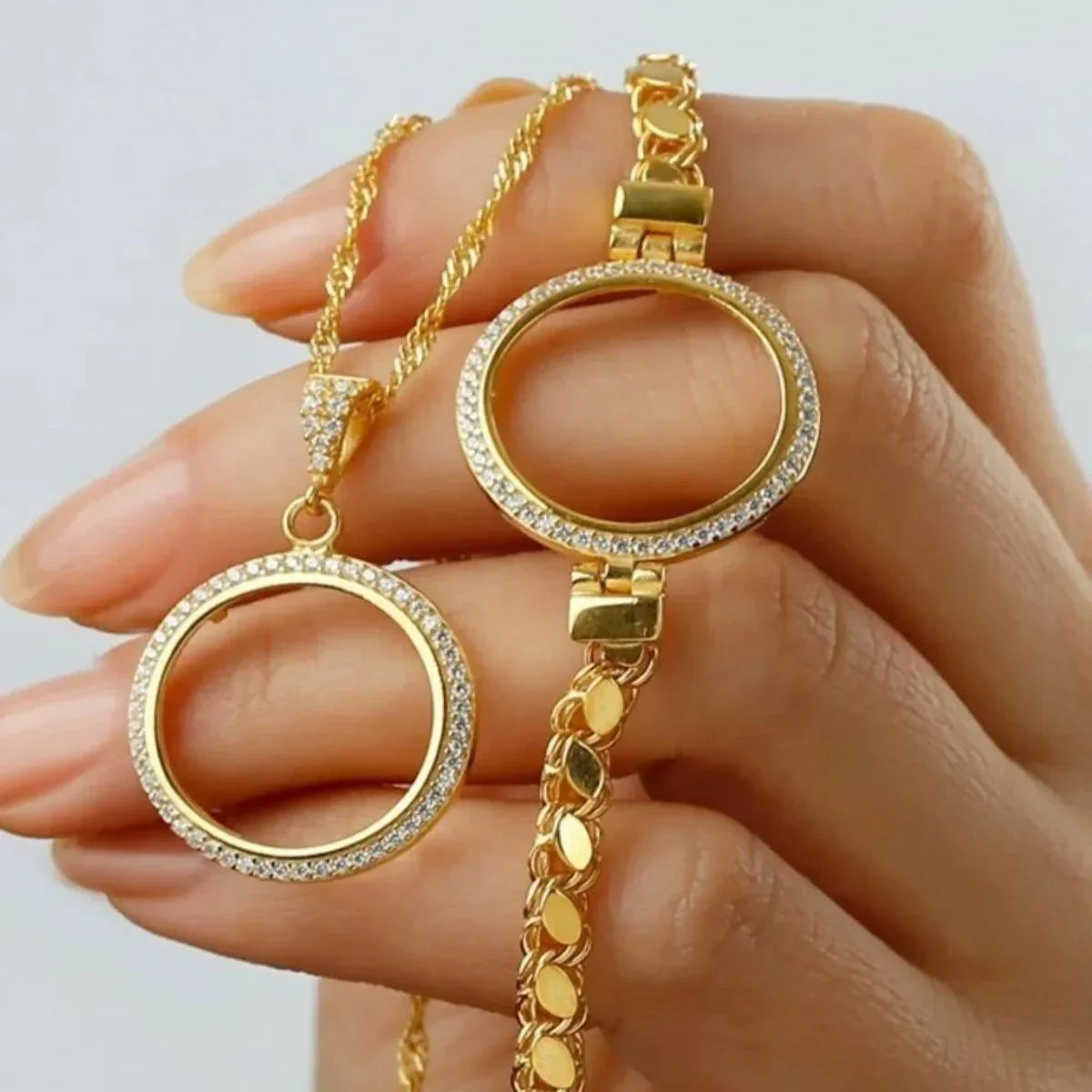 PAILLETTEN KETTE HALSKETTE ARMBAND SET FÜR GOLD | 925 SILBER