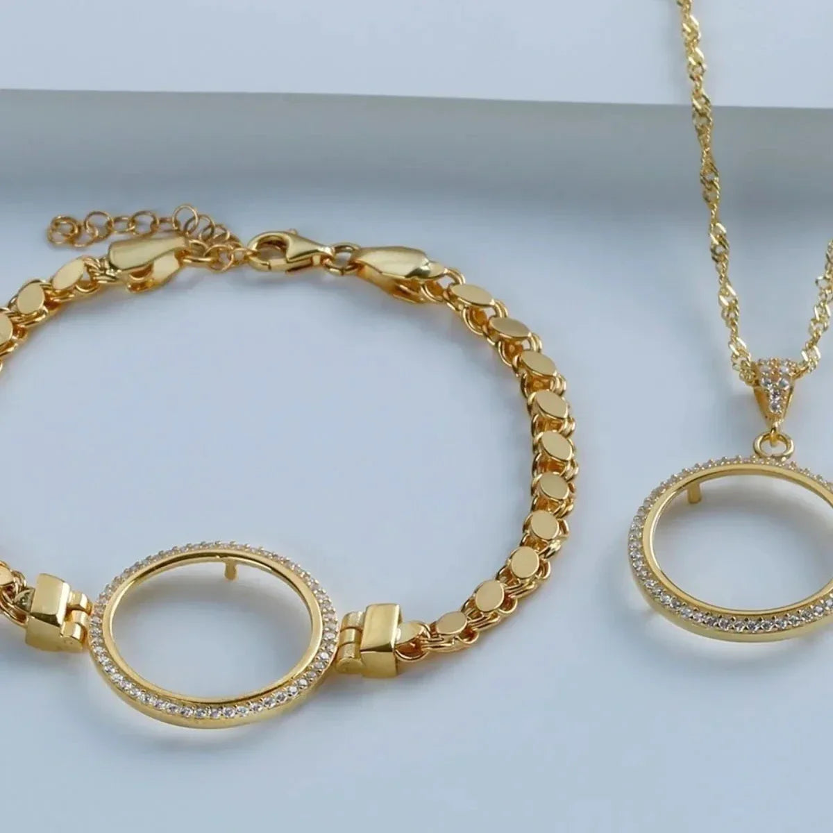 PAILLETTEN KETTE HALSKETTE ARMBAND SET FÜR GOLD | 925 SILBER