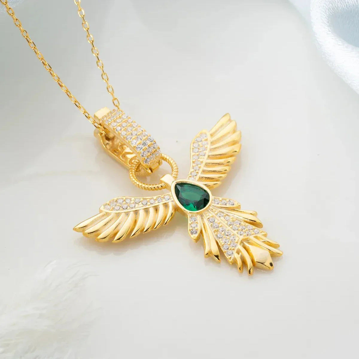 GRÜNER STEIN ZÜMRÜDÜANKA HALSKETTE | 925 SILBER