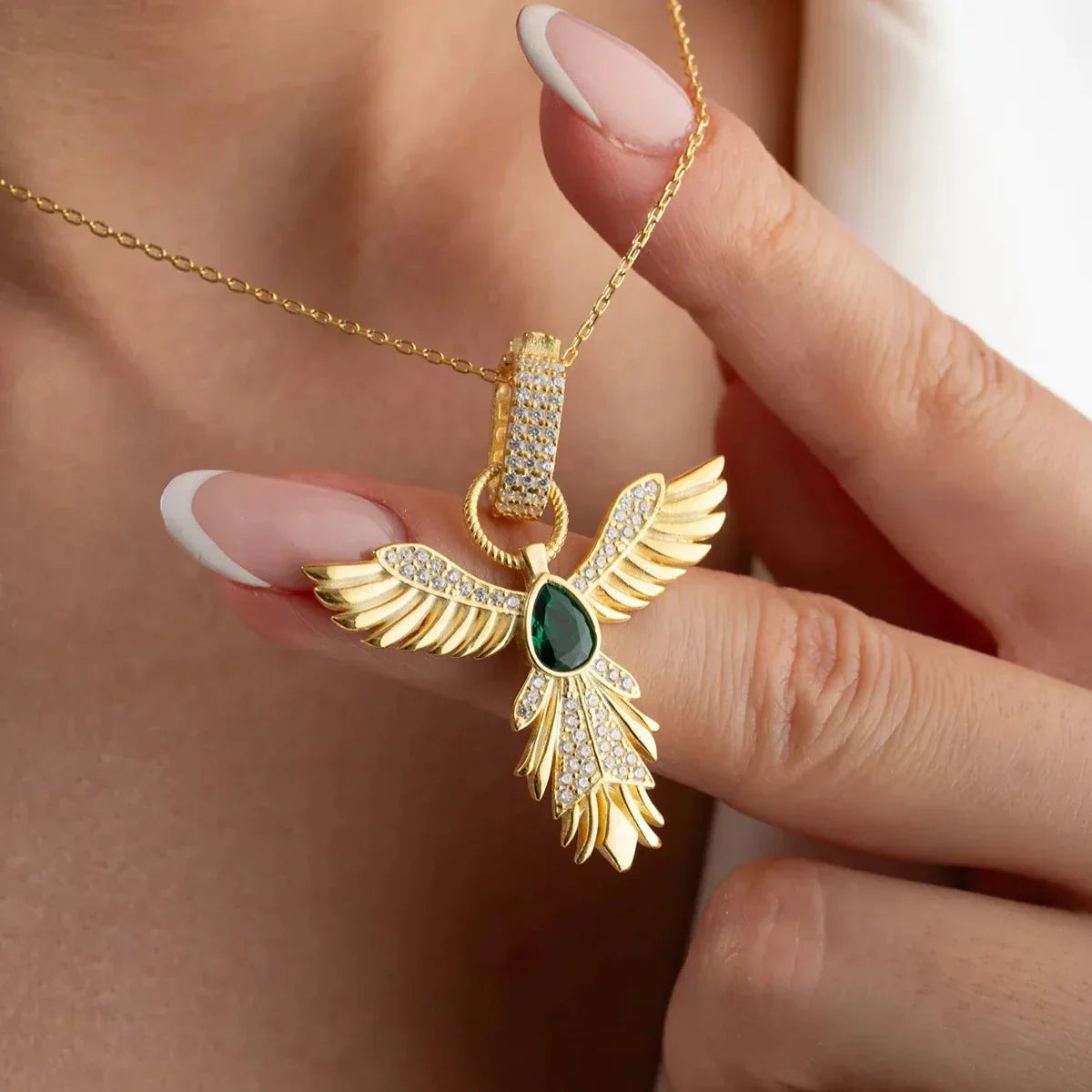 GRÜNER STEIN ZÜMRÜDÜANKA HALSKETTE | 925 SILBER