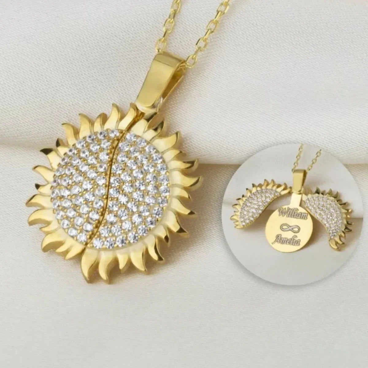 SONNE GRAVUR HALSKETTE | 925 SILBER