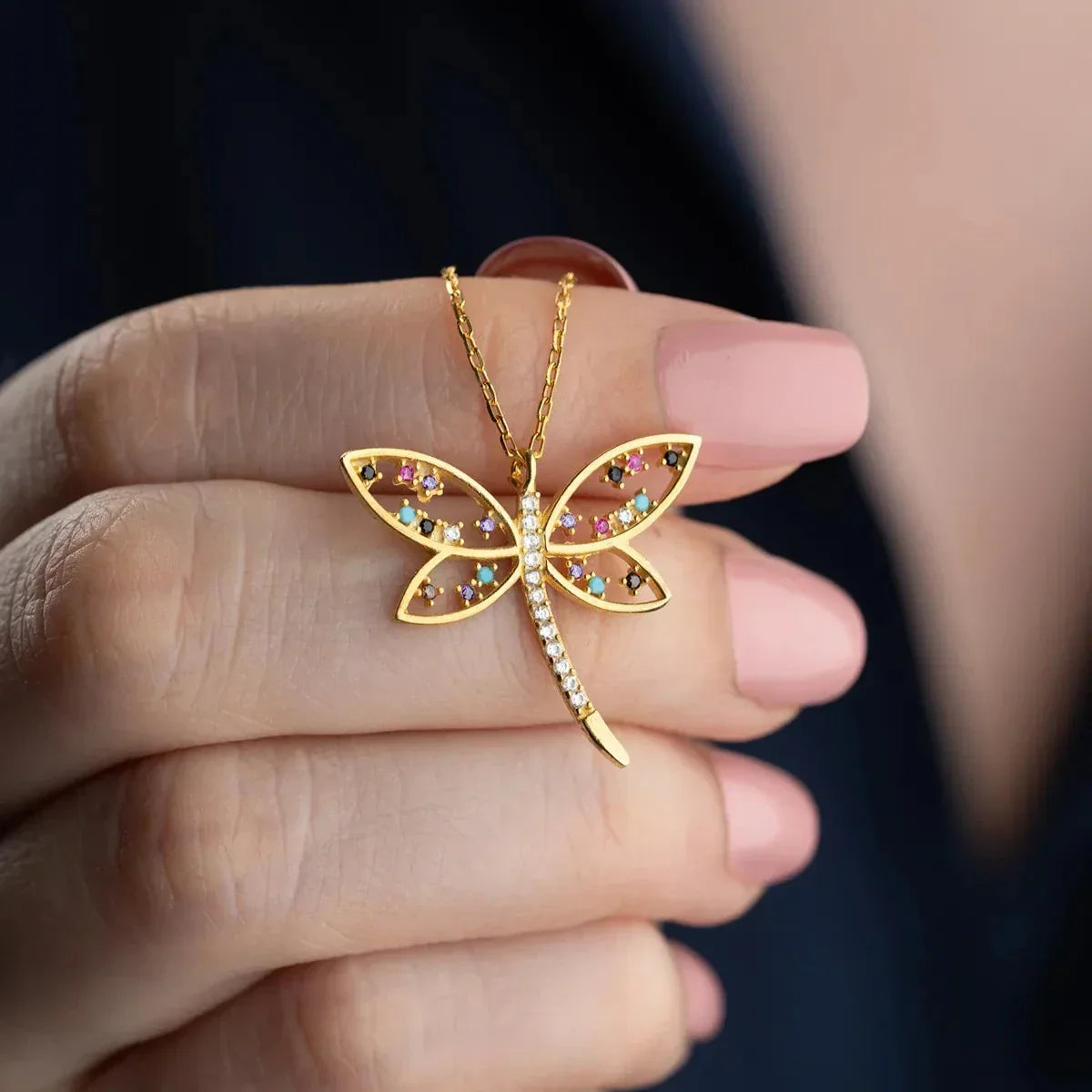 BUNTE LIBELLE HALSKETTE | 925 SILBER