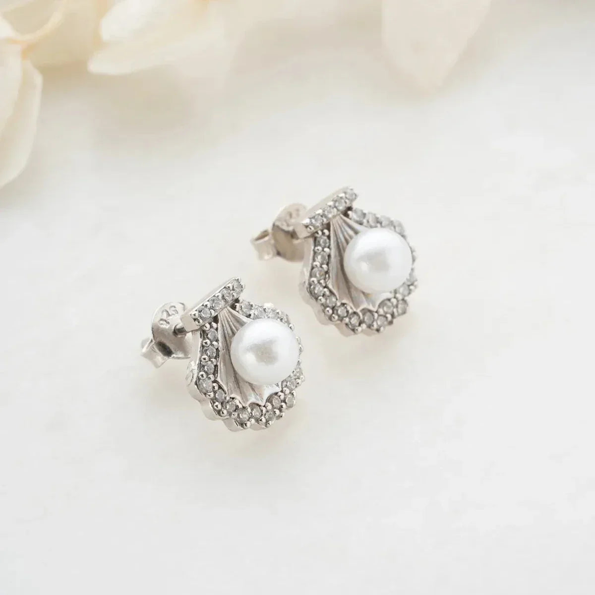 PERLEN & ZIRKONIA OHRRINGE | 925 SILBER