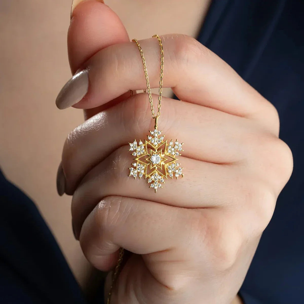 SCHNEEFLOCKE & STERN HALSKETTE | 925 SILBER