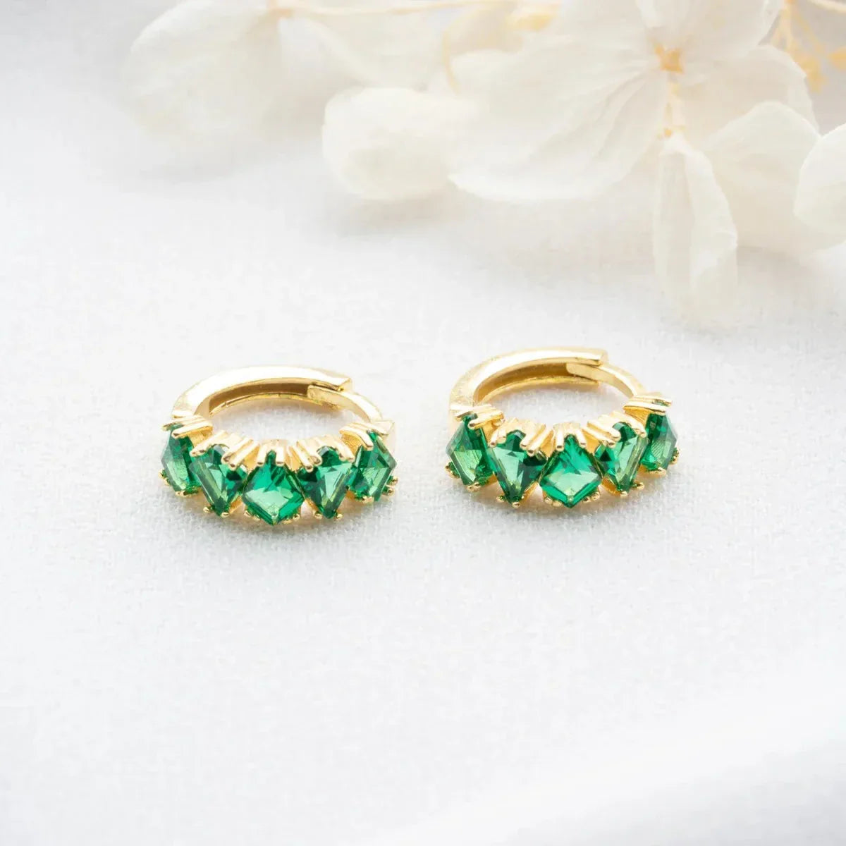 ZÜMRÜT GRÜNE BAGUETTE STEIN OHRRINGE | 925 SILBER