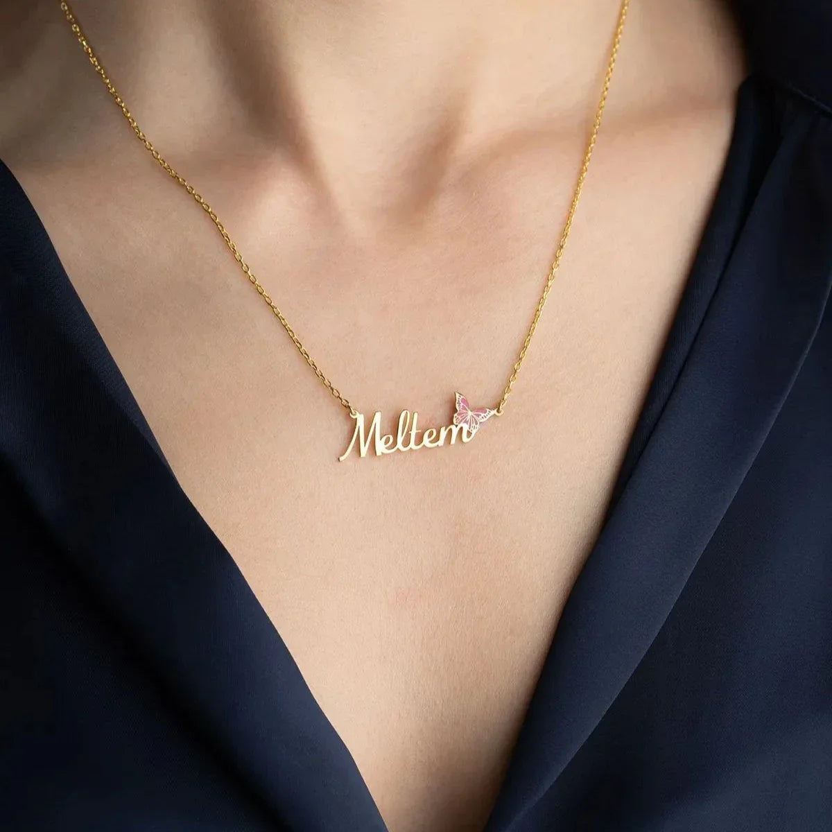 NAMENSKETTE MIT SCHMETTERLING | 925 SILBER