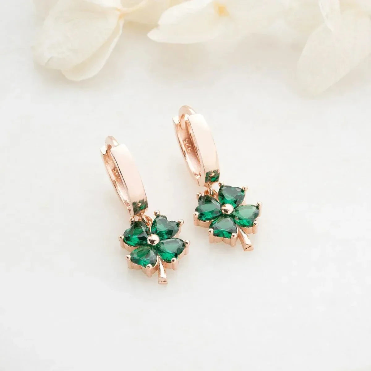 GRÜNE KLEE OHRRINGE | 925 SILBER