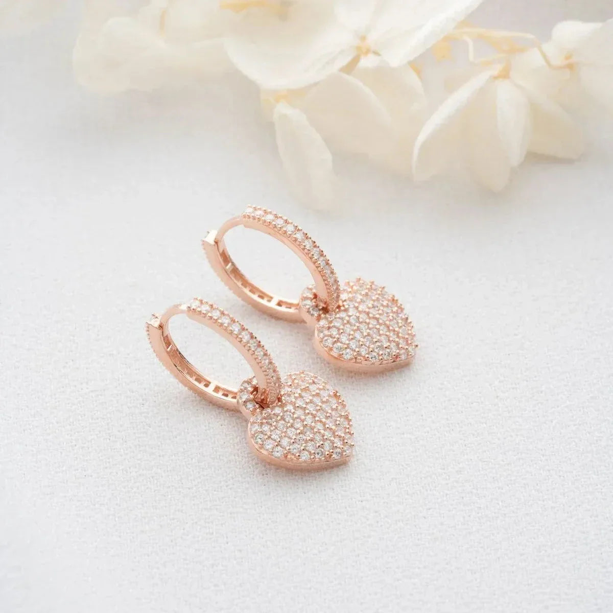 ZIRKONIA HERZ OHRRINGE | 925 SILBER