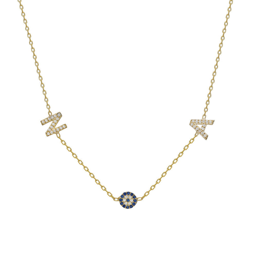 DUO INITIALEN NAZAR NECKLACE | 925 SILBER