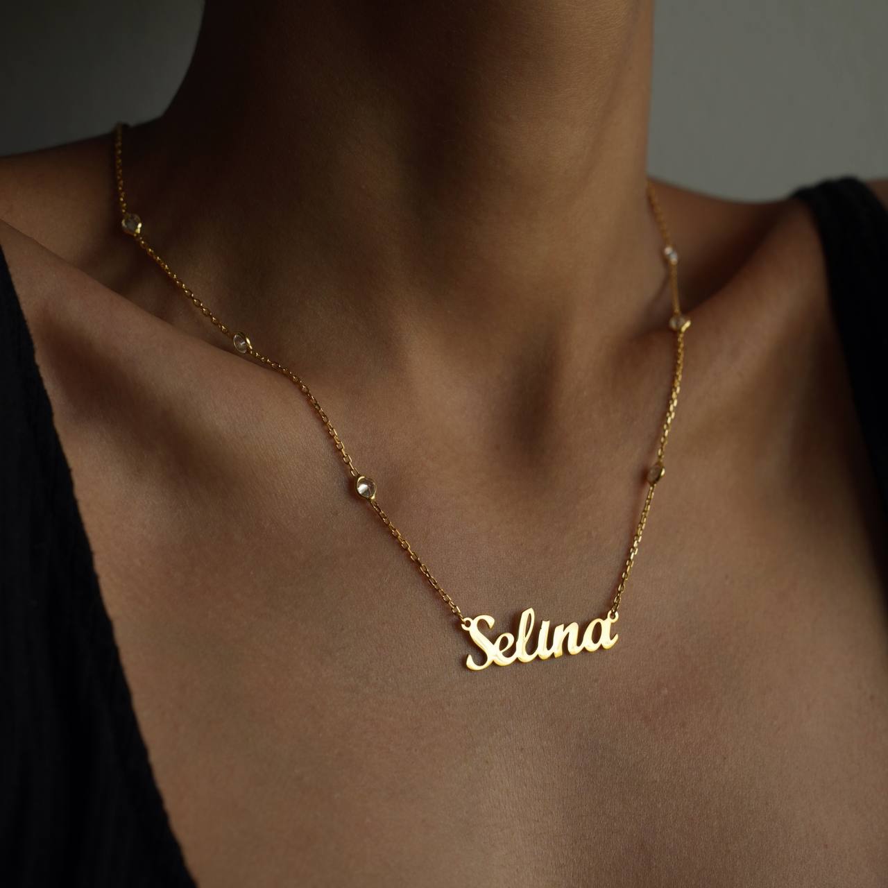 DOUBLE ZIRKONIA NAMENS HALSKETTE | 925 SILBER