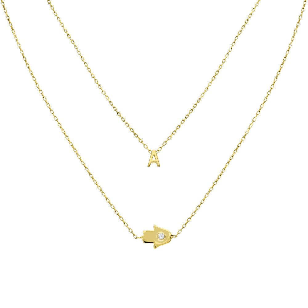 COMBO HAND INITIALEN NECKLACE | 925 SILBER