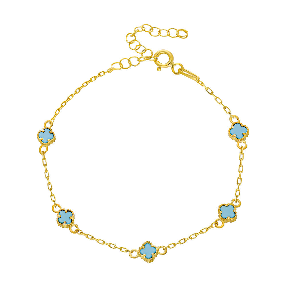 MINIMAL TURKIS KLEE ARMKETTE | 925 SILBER