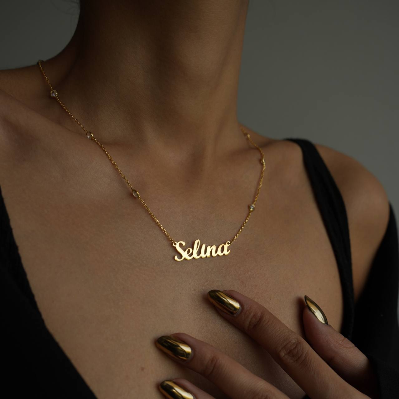 DOUBLE ZIRKONIA NAMENS HALSKETTE | 925 SILBER