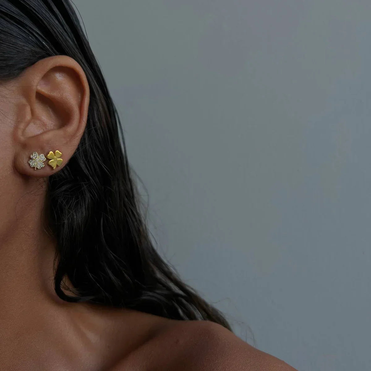 ZIRKONIA KLEEBLATT PIERCING | 925 SILBER