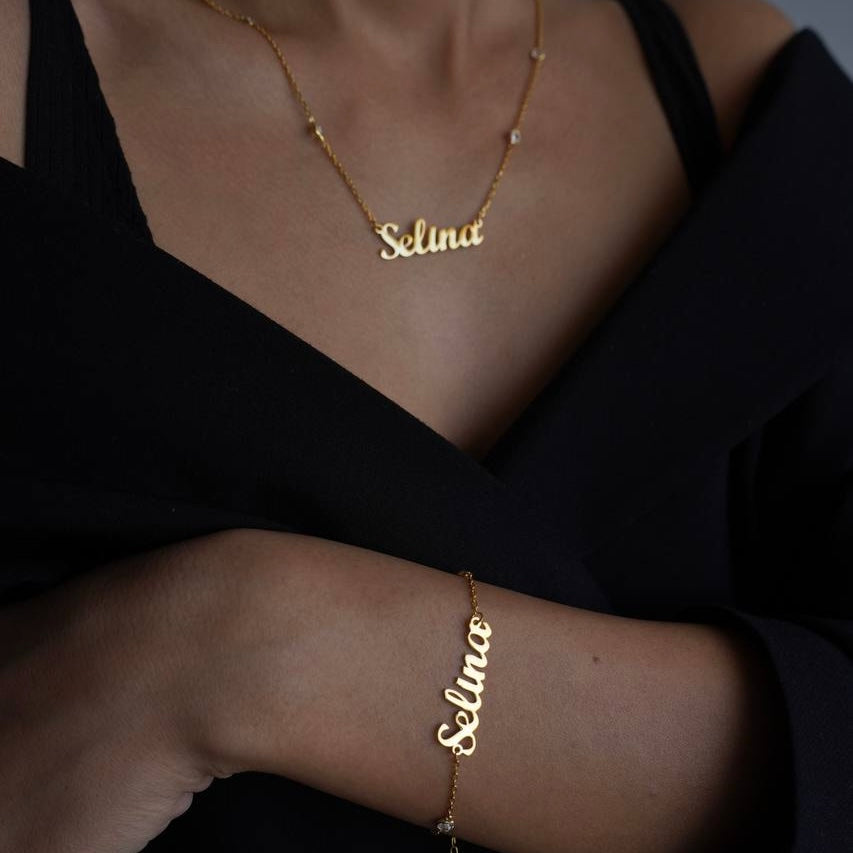 DOUBLE ZIRKONIA NAMENSARMBAND | 925 SILBER