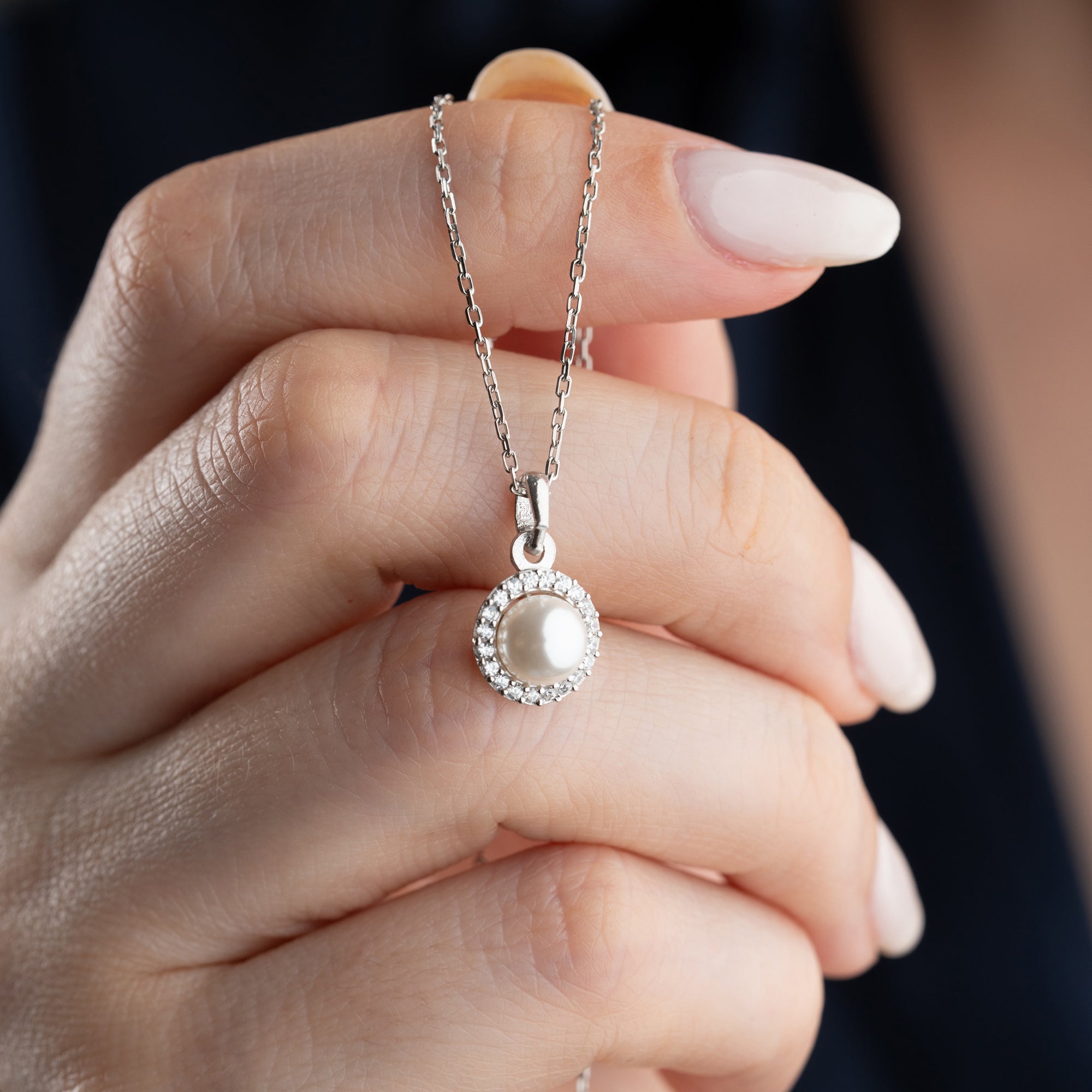 ZIRKONIA PEARL HALSKETTE | 925 SILBER