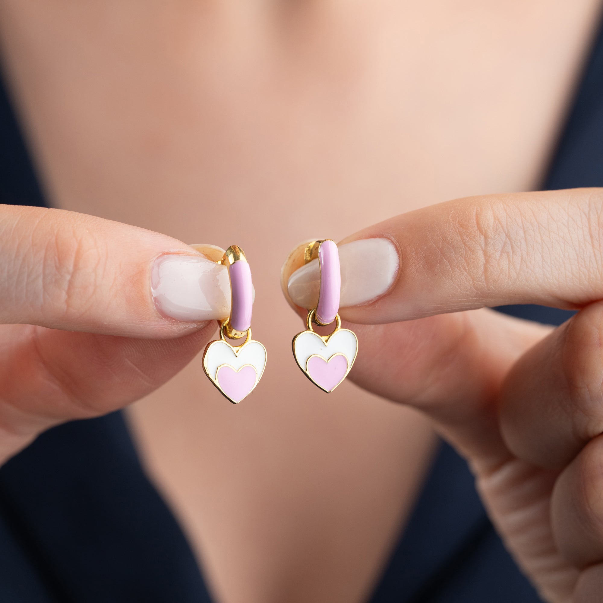 KINDER ZWEIER HERZ OHRRINGE | 925 SILBER