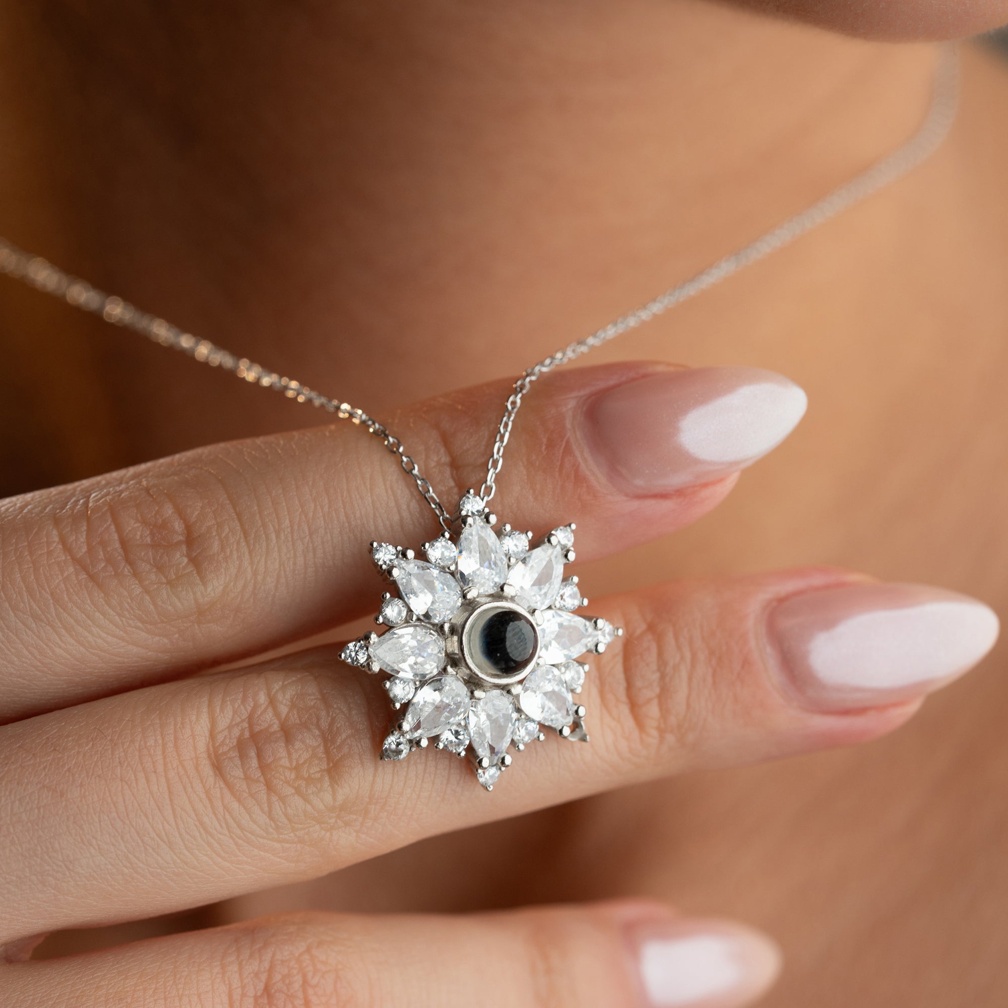 KRISTALL LOTUS KETTE | 925 SILBER