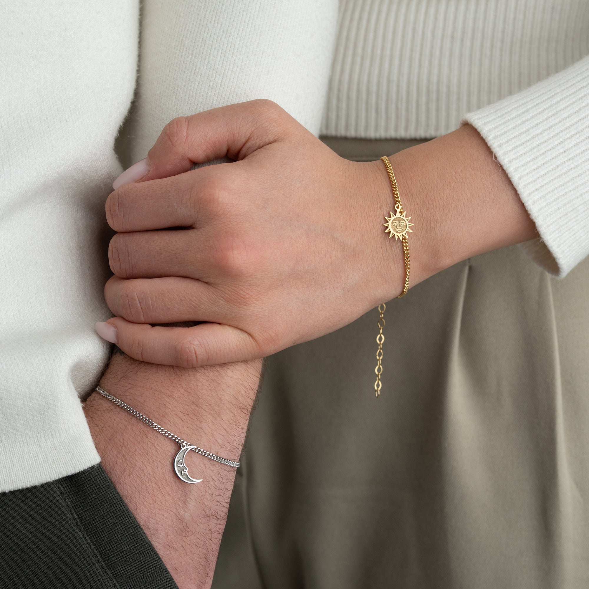 SONNE UND MOND BUCHSTABE PARTNERARMBAND | 925 SILBER