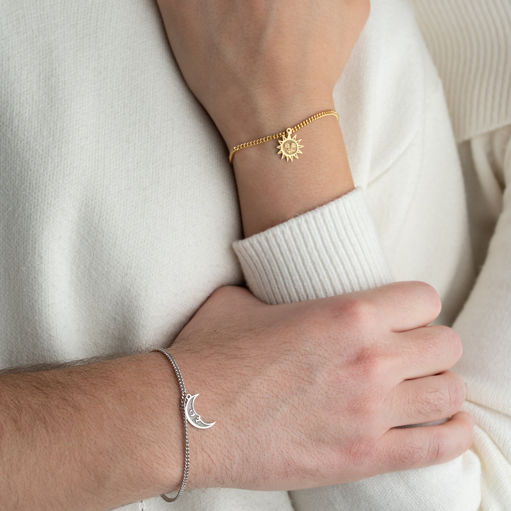 SONNE UND MOND BUCHSTABE PARTNERARMBAND | 925 SILBER