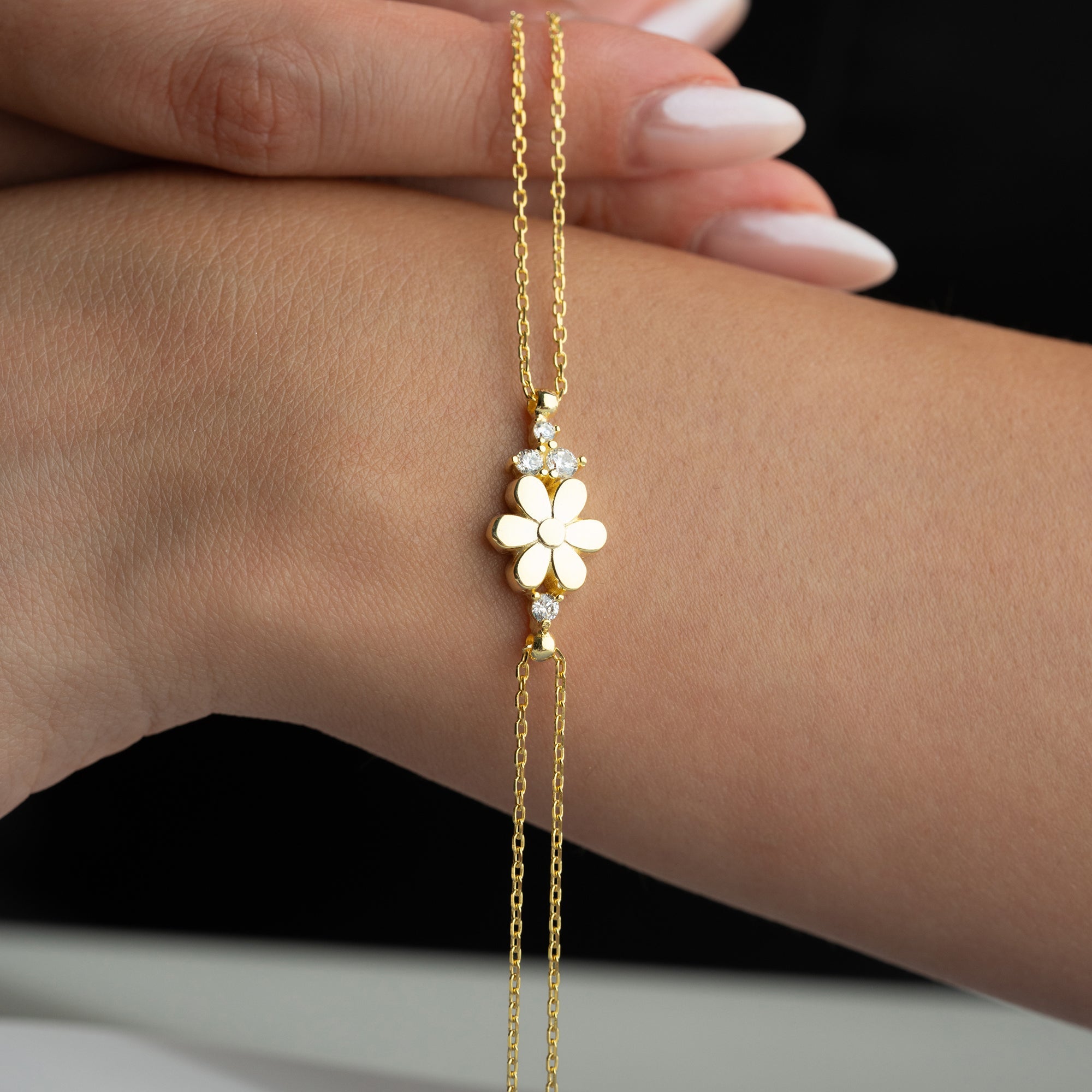 FLOWER STONE ARMBAND | 925 SILBER