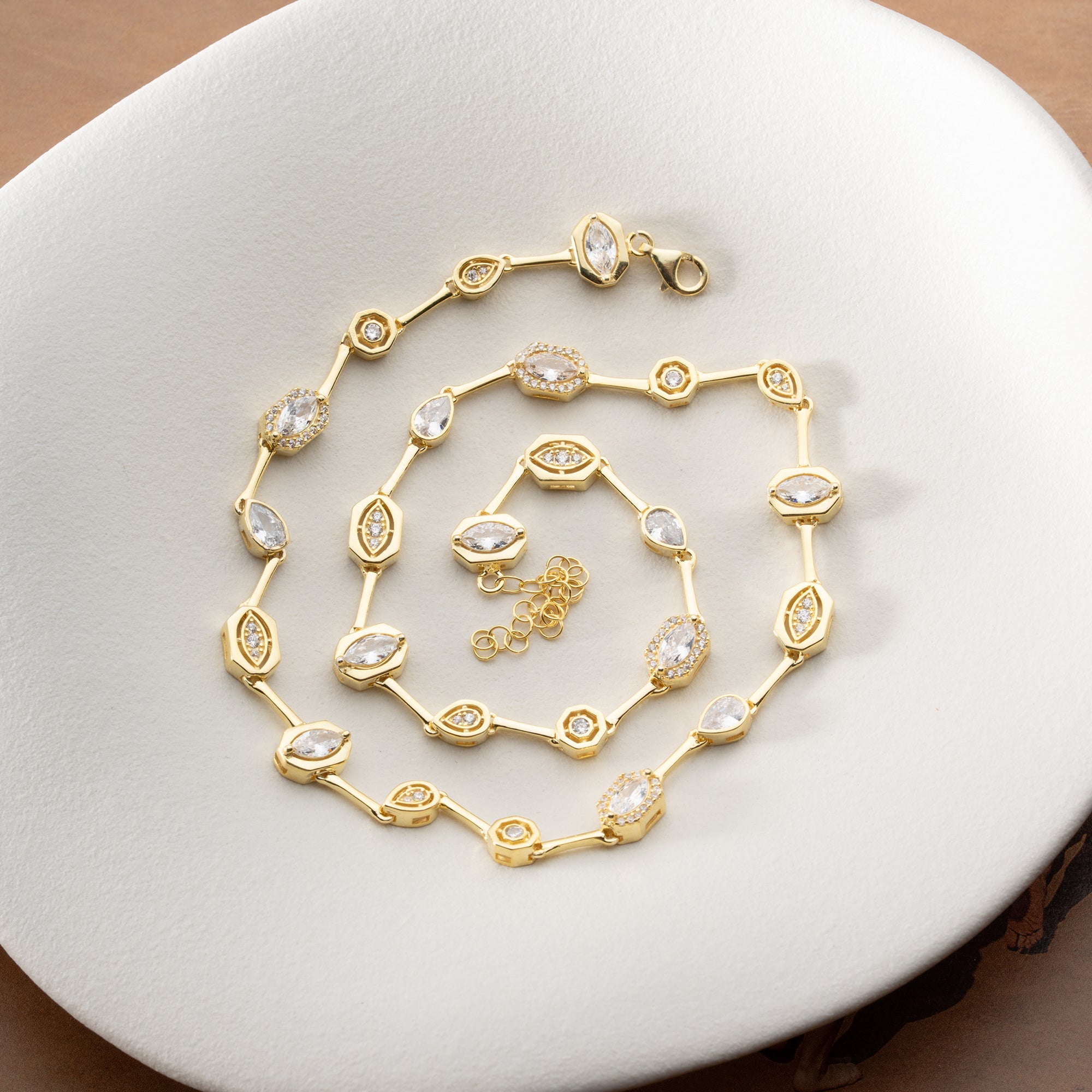 WEISSE BIJOU HALSKETTE | 925 SILBER