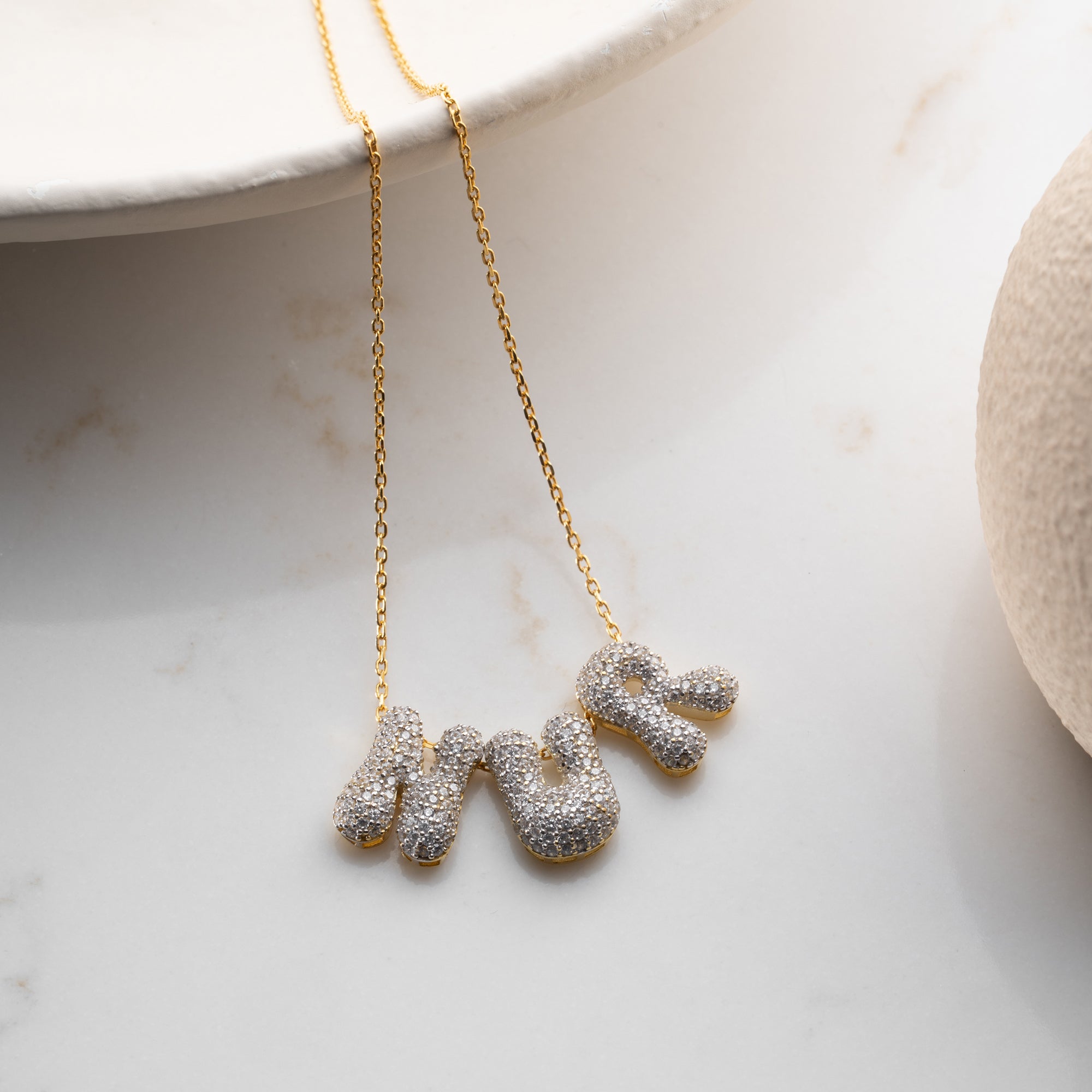 BUBBLE ZIRKONIA NAMENSKETTE | 925 SILBER